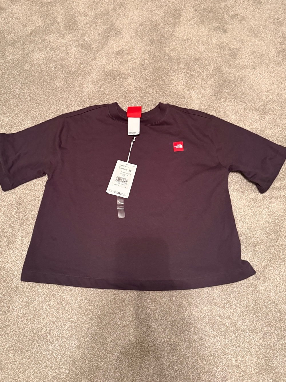 The North Face dark gray Crewneck Tee with Red Logo Tag, small